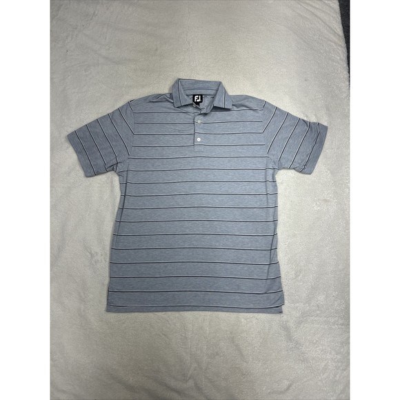 Footjoy Gray Striped Soft Touch Short Sleeve Golf Polo Shirt Men's Size Medium - Picture 1 of 7